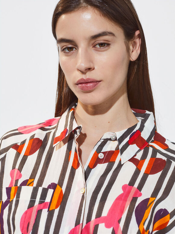 Camisa de algodão estampada - Multicor