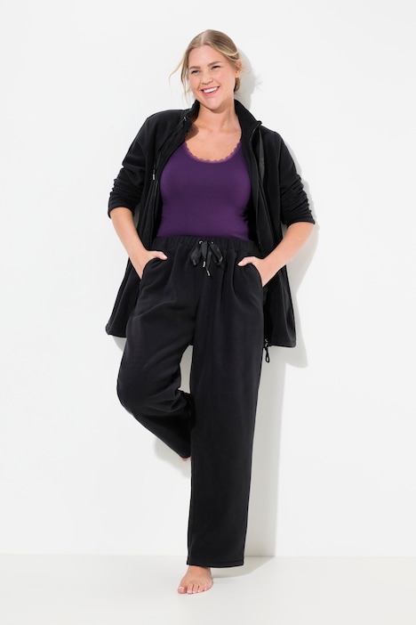 Loungewear-Fleecehose, gerades Bein, Elastikbund