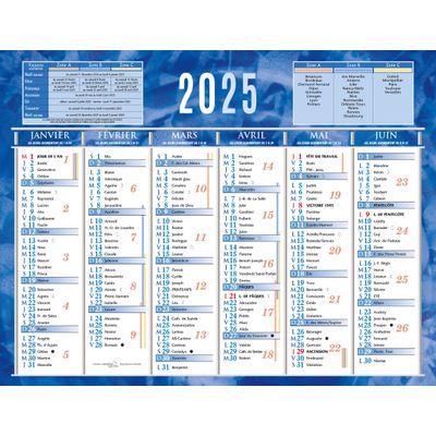 Calendrier bancaire année civile BOUCHUT 