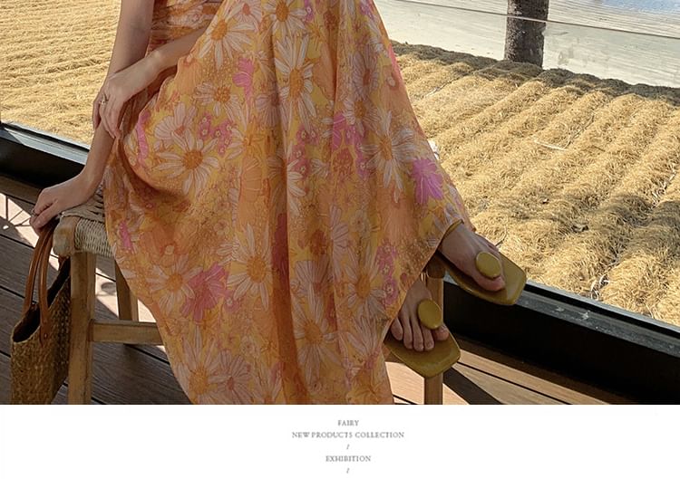 Egsy - Halterhals maxi-zonjurk met bloemenprint