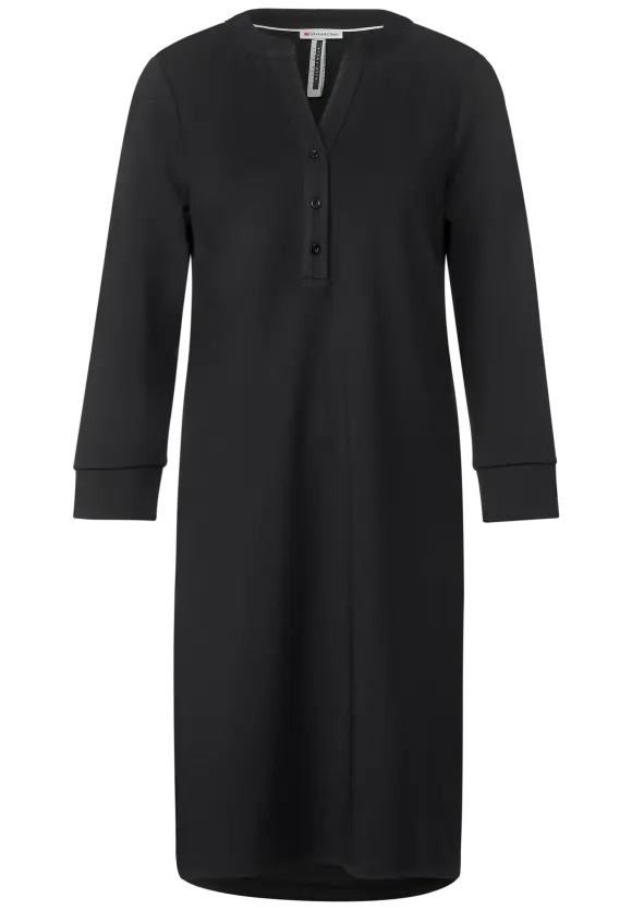 Langarmkleid in Unifarbe - Black