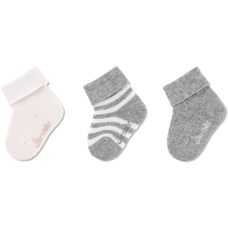 Sterntaler GOTS Baby-Söckchen Ringel, 3er-Pack hellgrau mel.