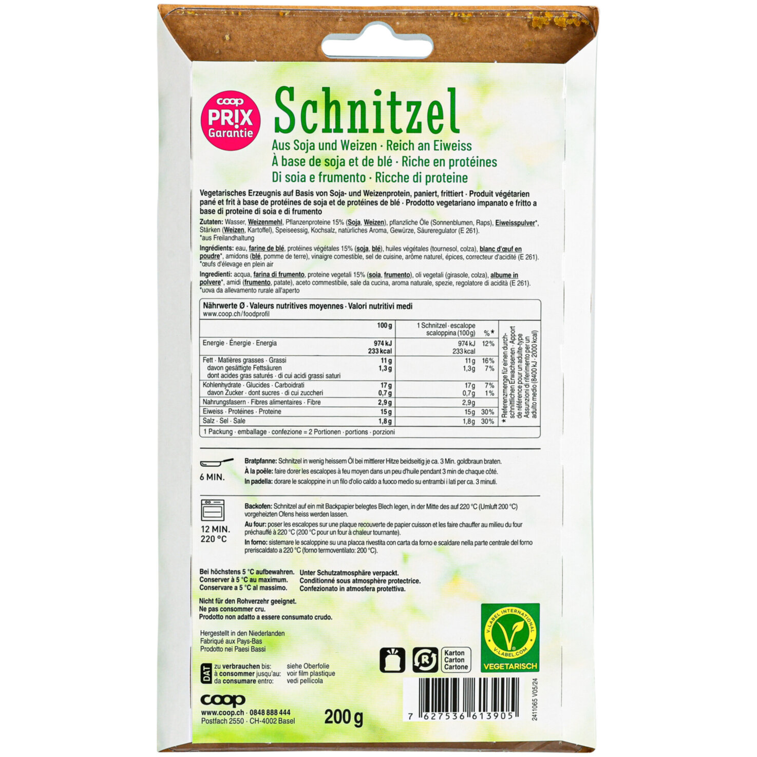 Prix Garantie vegetarische Schnitzel -