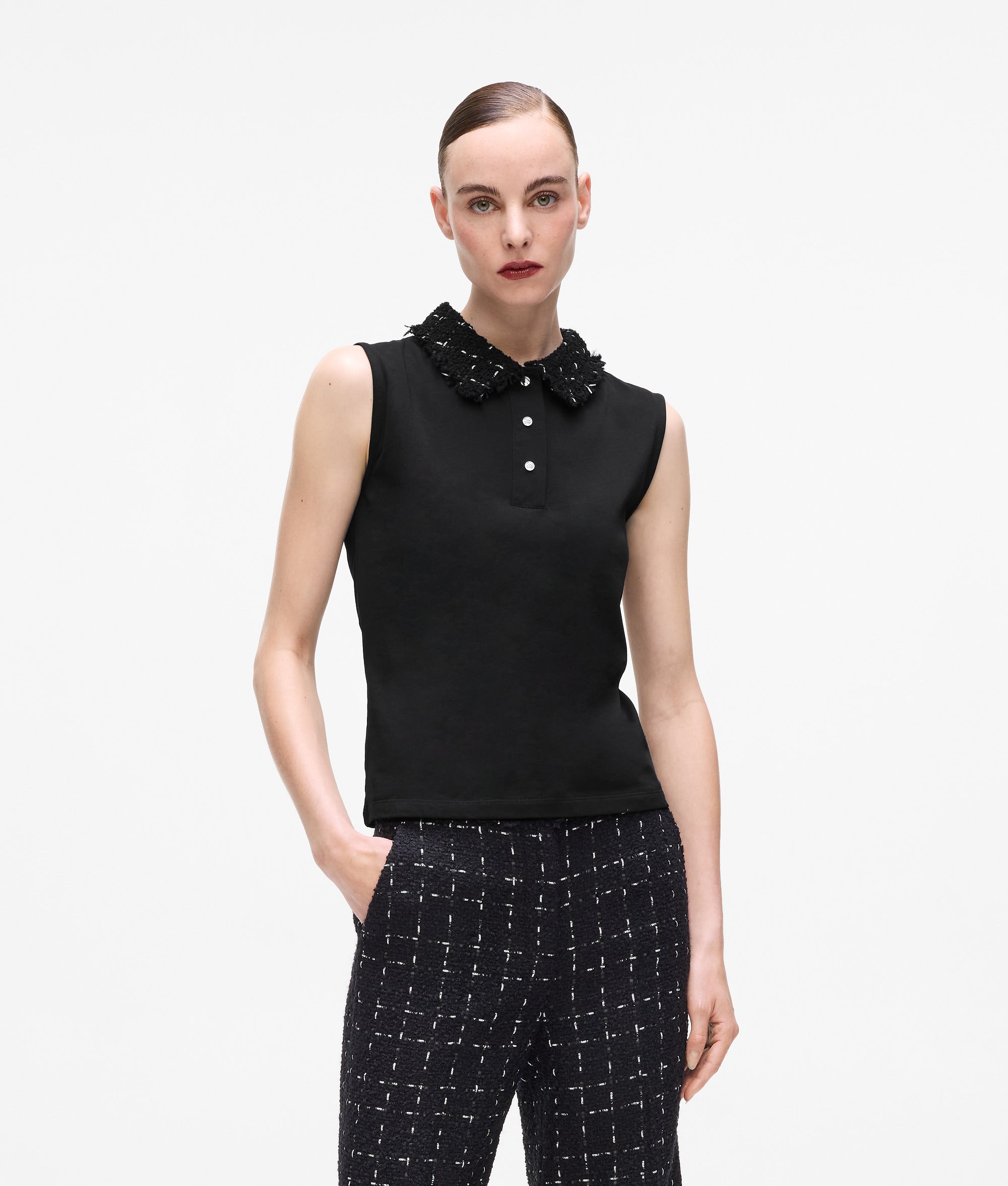 Poloshirt met bouclé-detail