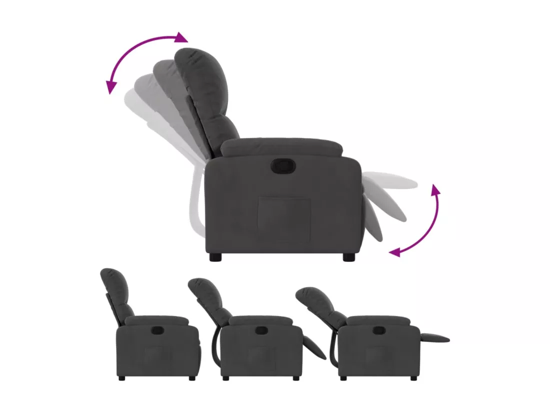 Fauteuil inclinable gris foncé tissu microfibre