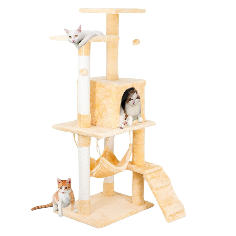 Arranhador Edipets de 4 níveis com rede bege para gatos