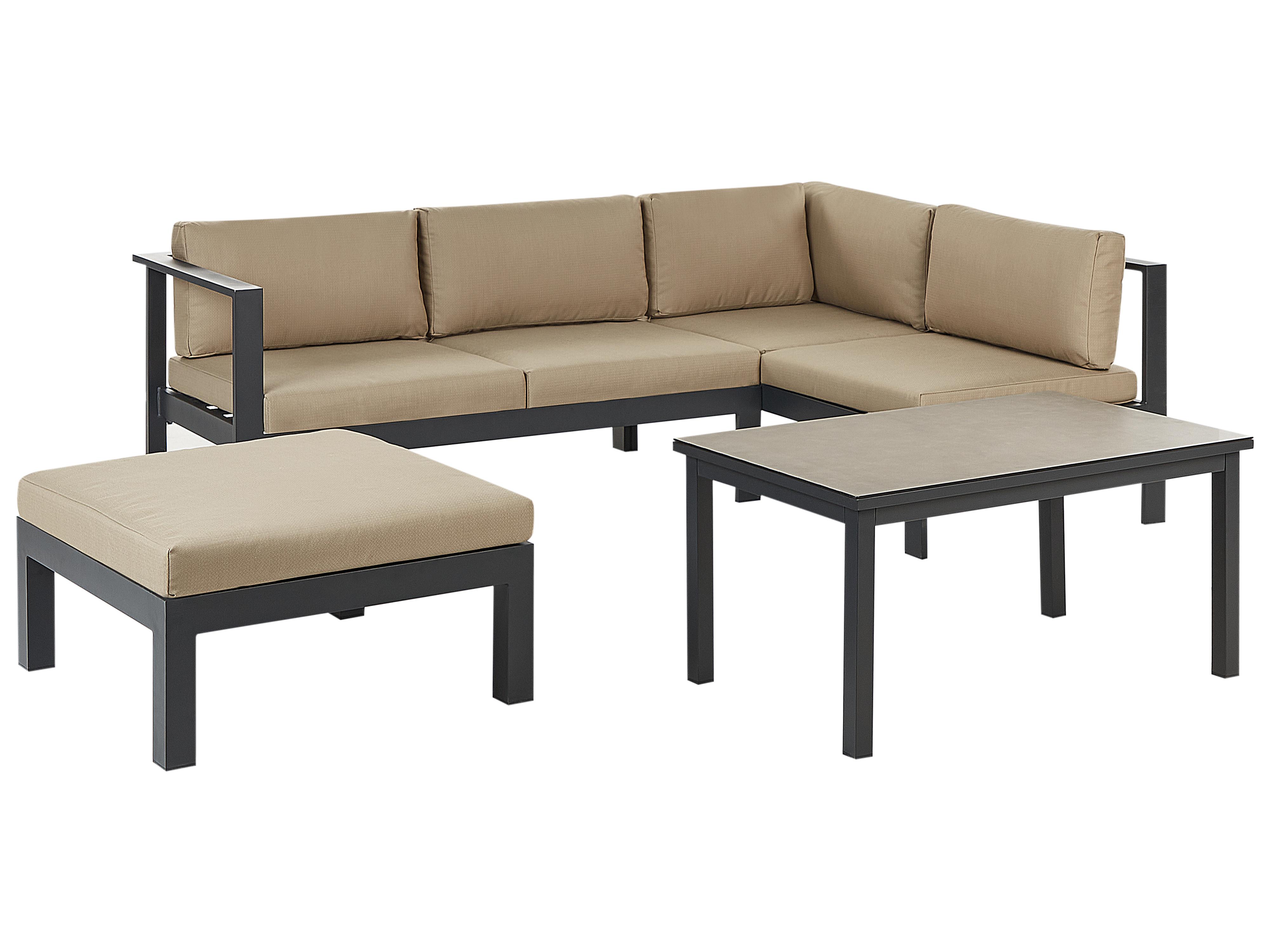 Tuin hoekloungeset met tafel 5-zits MESSINA linkszijdig Metaal Zandbeige