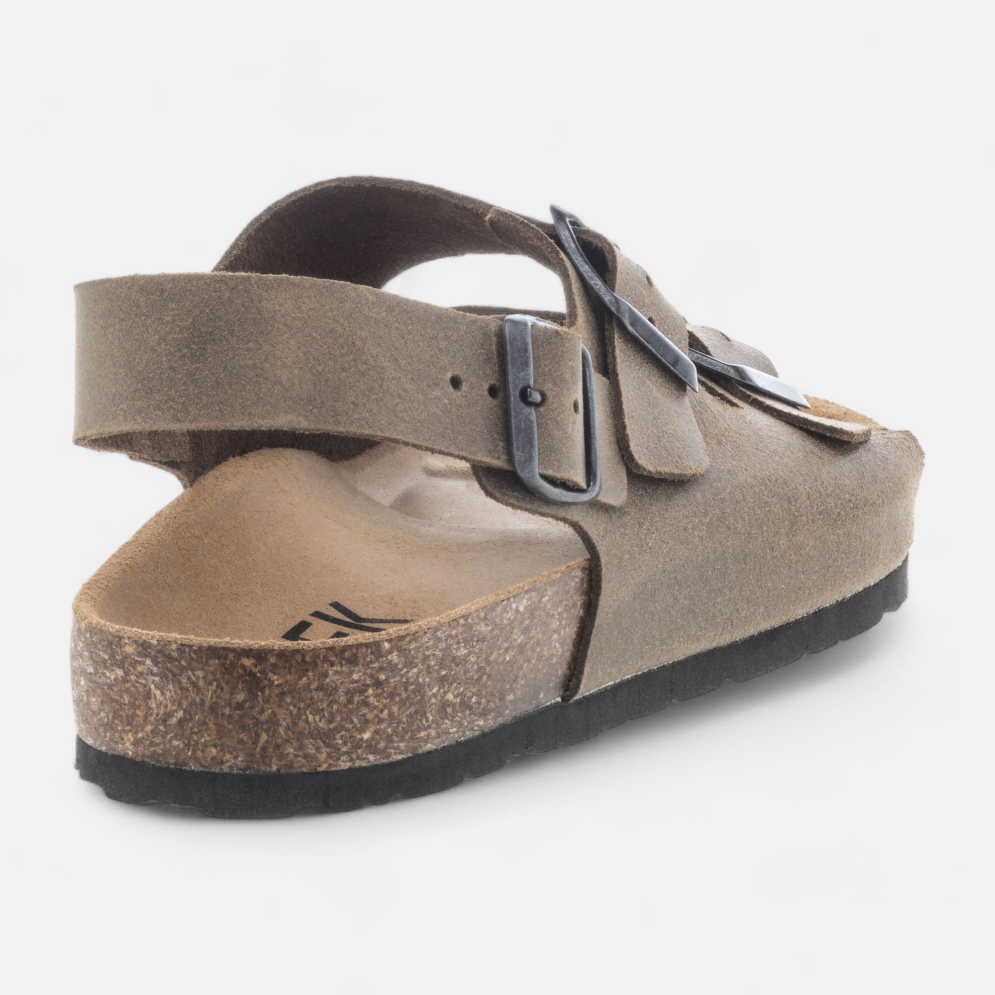 Mules semelle liège Homme en cuir taupe