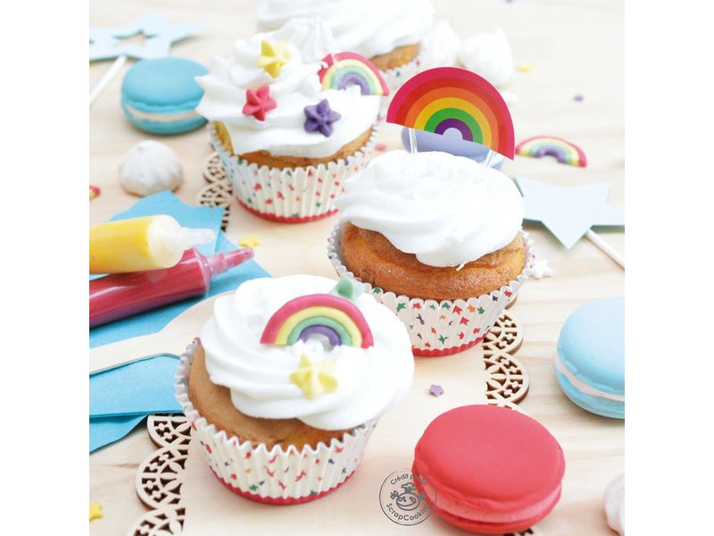ScrapCooking Zuckerdekore Regenbogen und Sternen 10 Stück Süsse Landschaftsdekorationen mit Regenbogenmotiven