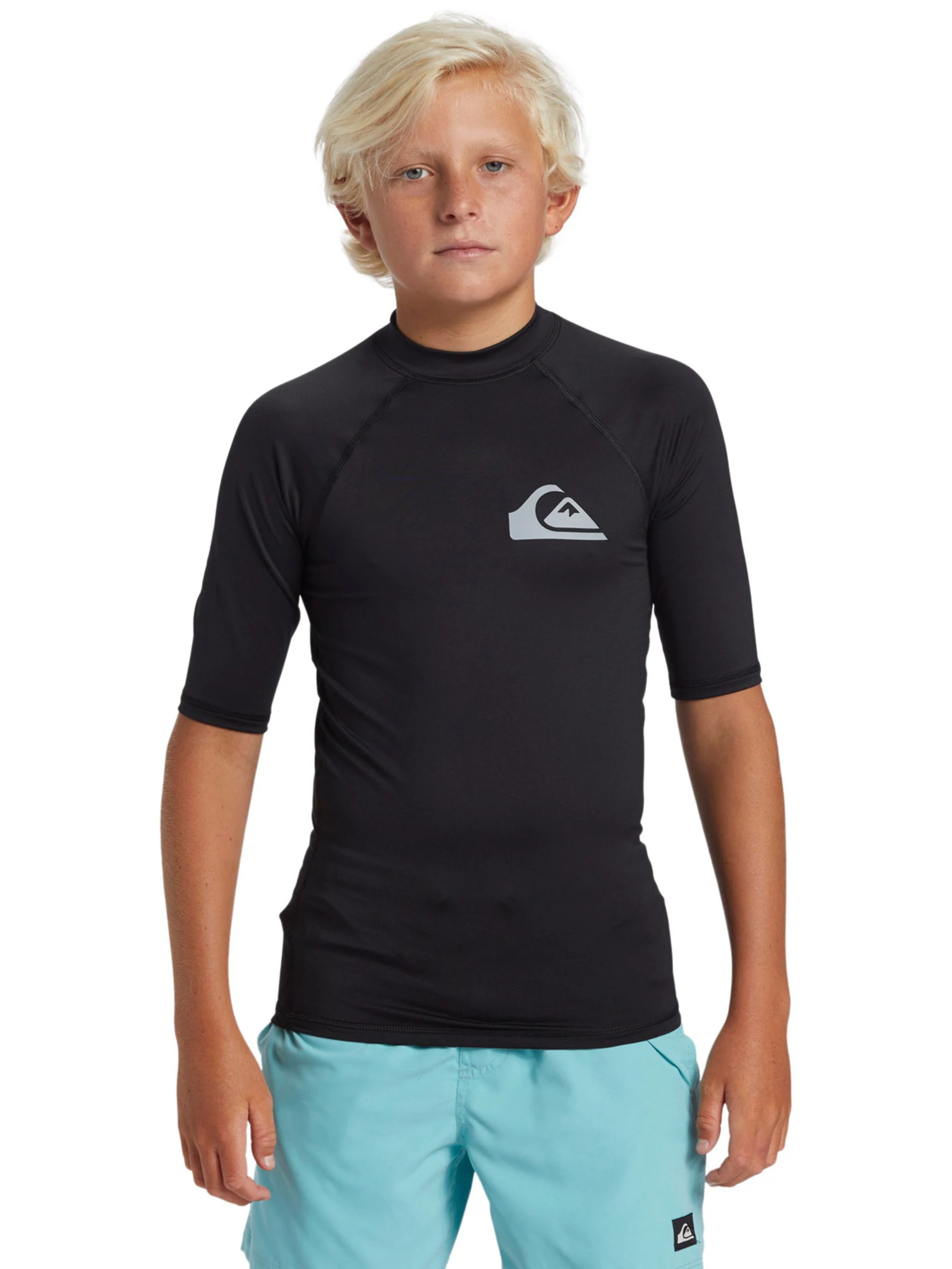 Zwart - Quiksilver Youth UPF50 uv-werend hemdje met korte mouwen
