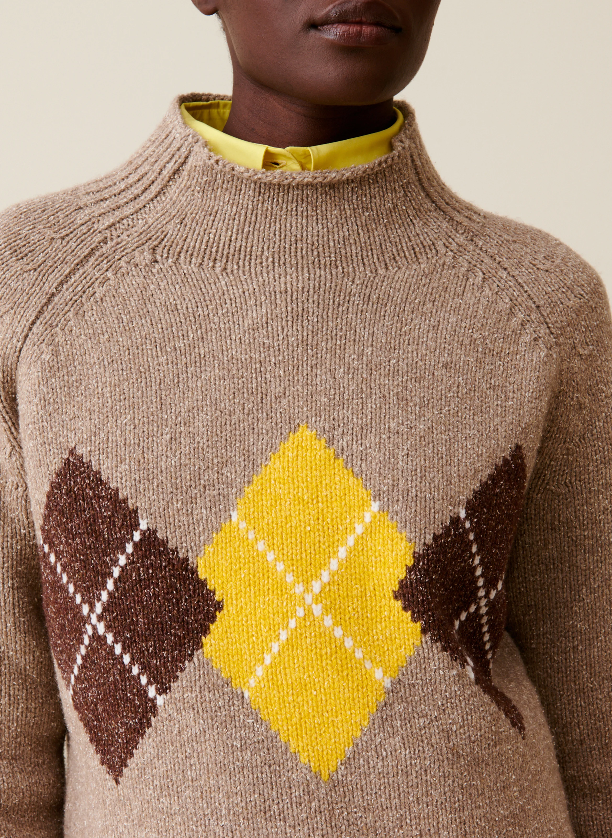 Pull col montant en laine mélangée | Multicolore