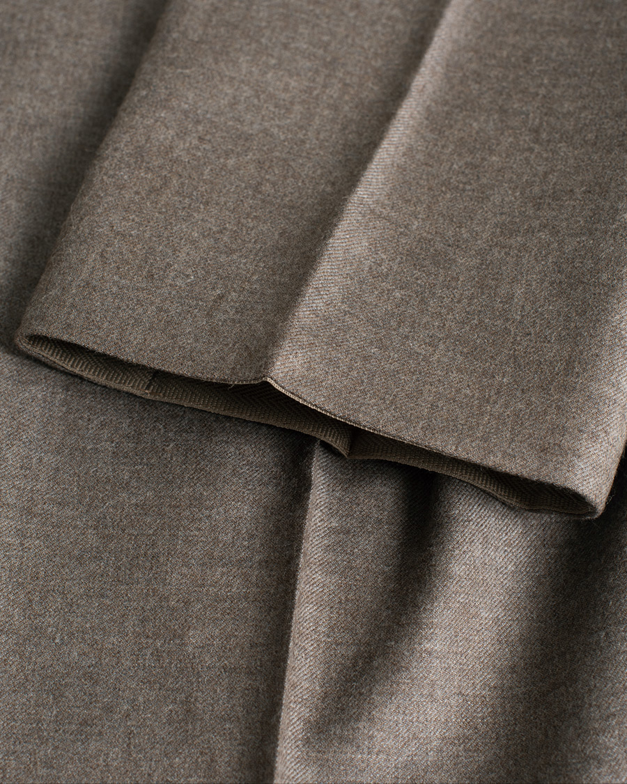 Incotex Slim Fit Super 100's Wool Flannel Trousers Taupe 46