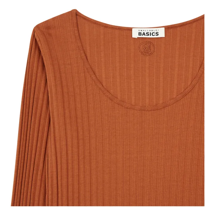 SMALLABLE BASICS Top Femme Cotelé Coton Bio | Noisette