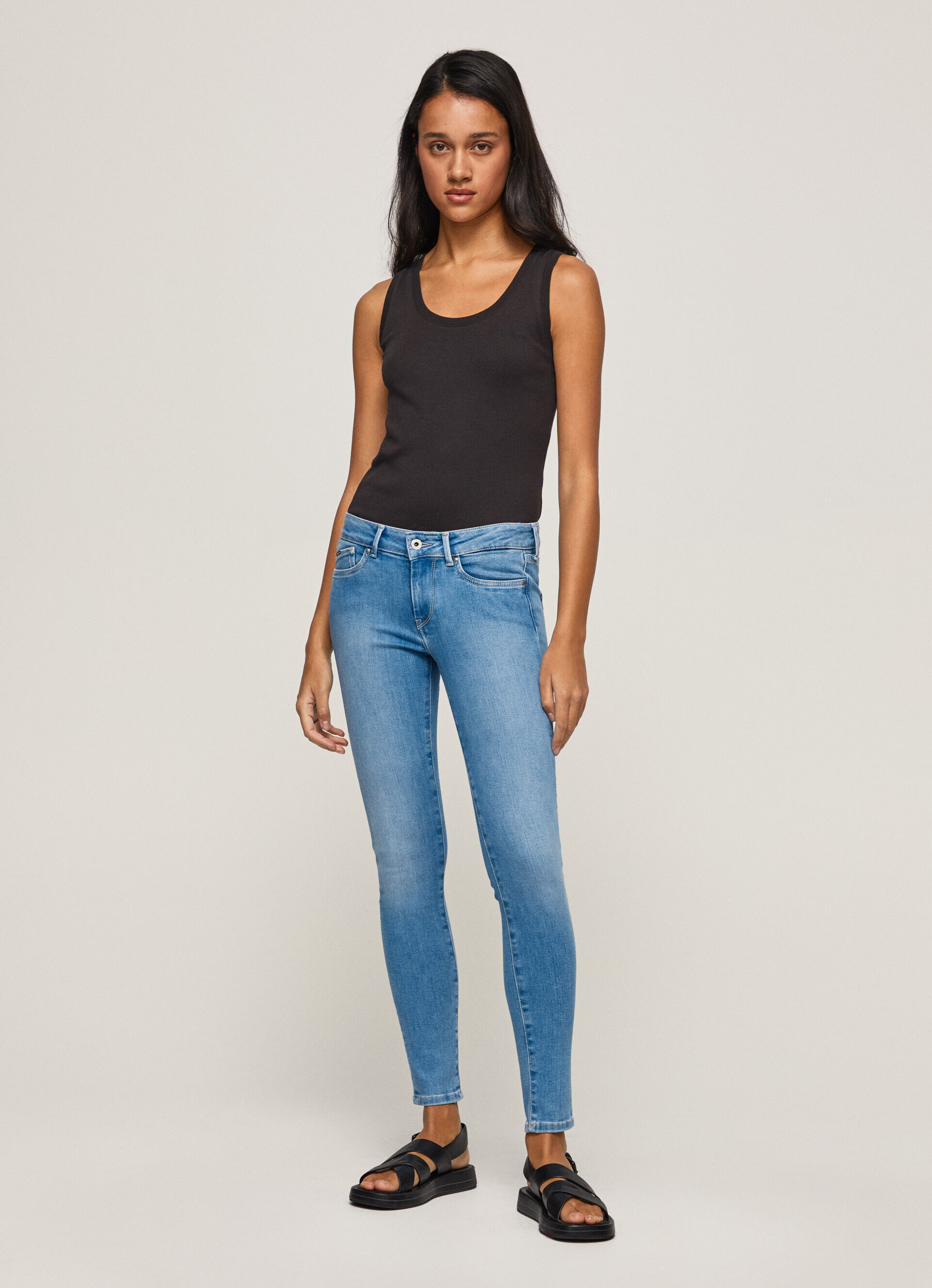 Calça jeans skinny pixie de comprimento médio - jeans
