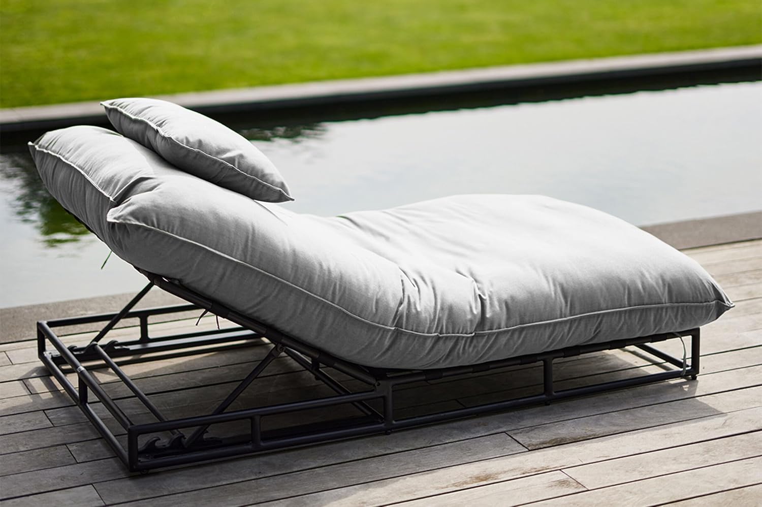 Hartman Emma Loungeliege, schwarz/marmor, Alu/Sunbrella, 196x125x41 cm, Rückenlehne verstellbar