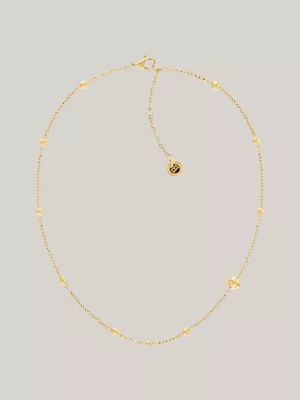 Colar em aço inoxidável banhado a ouro com pingente de esfera metálica