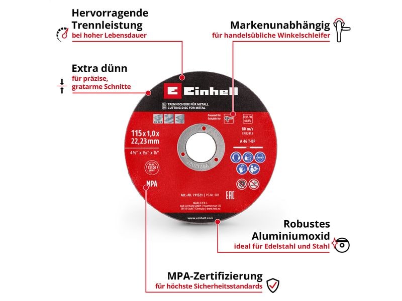 Einhell 5 Trennscheiben 115 mm 5 Trennscheiben