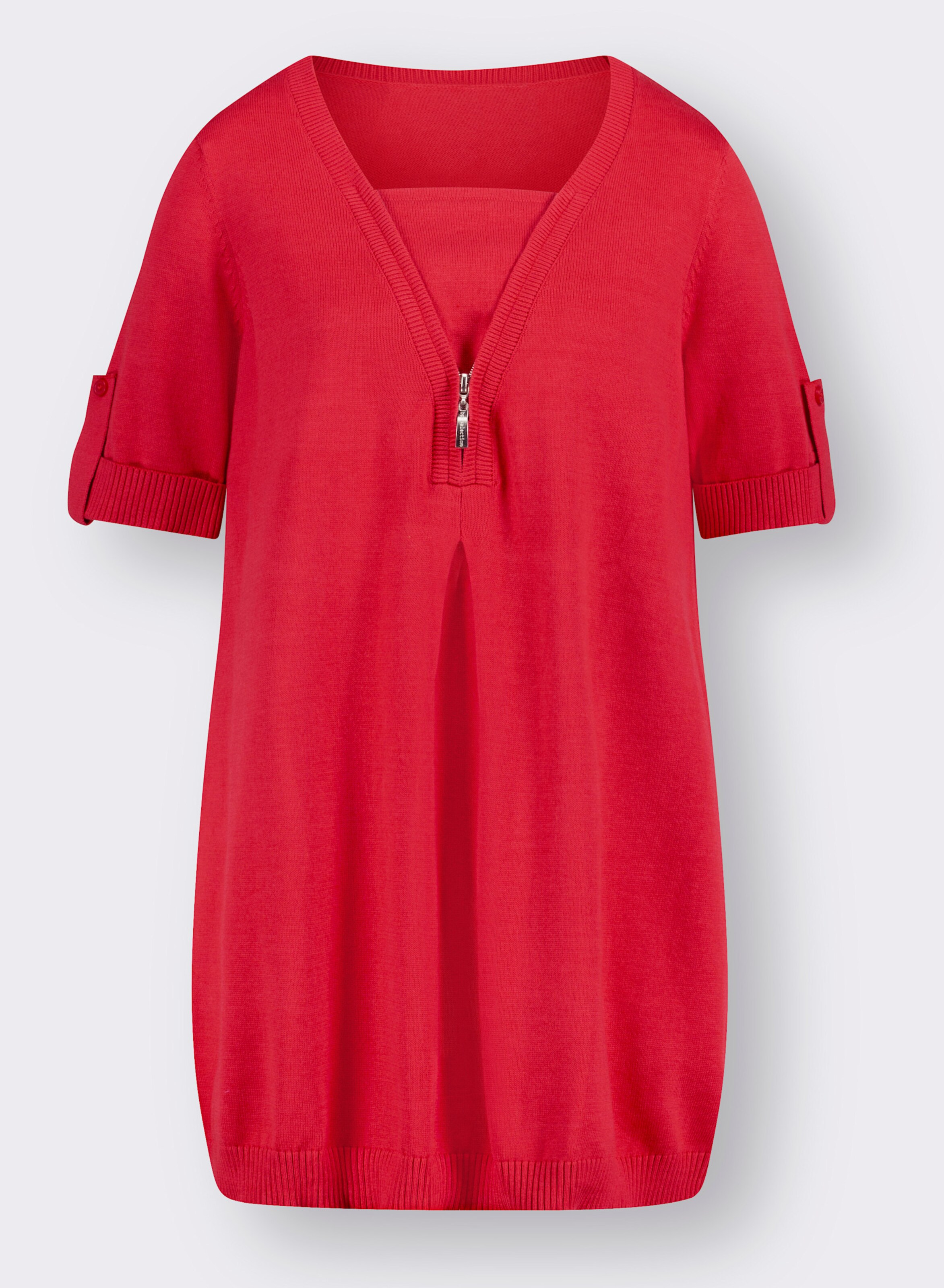Kurzarmpullover in Longform