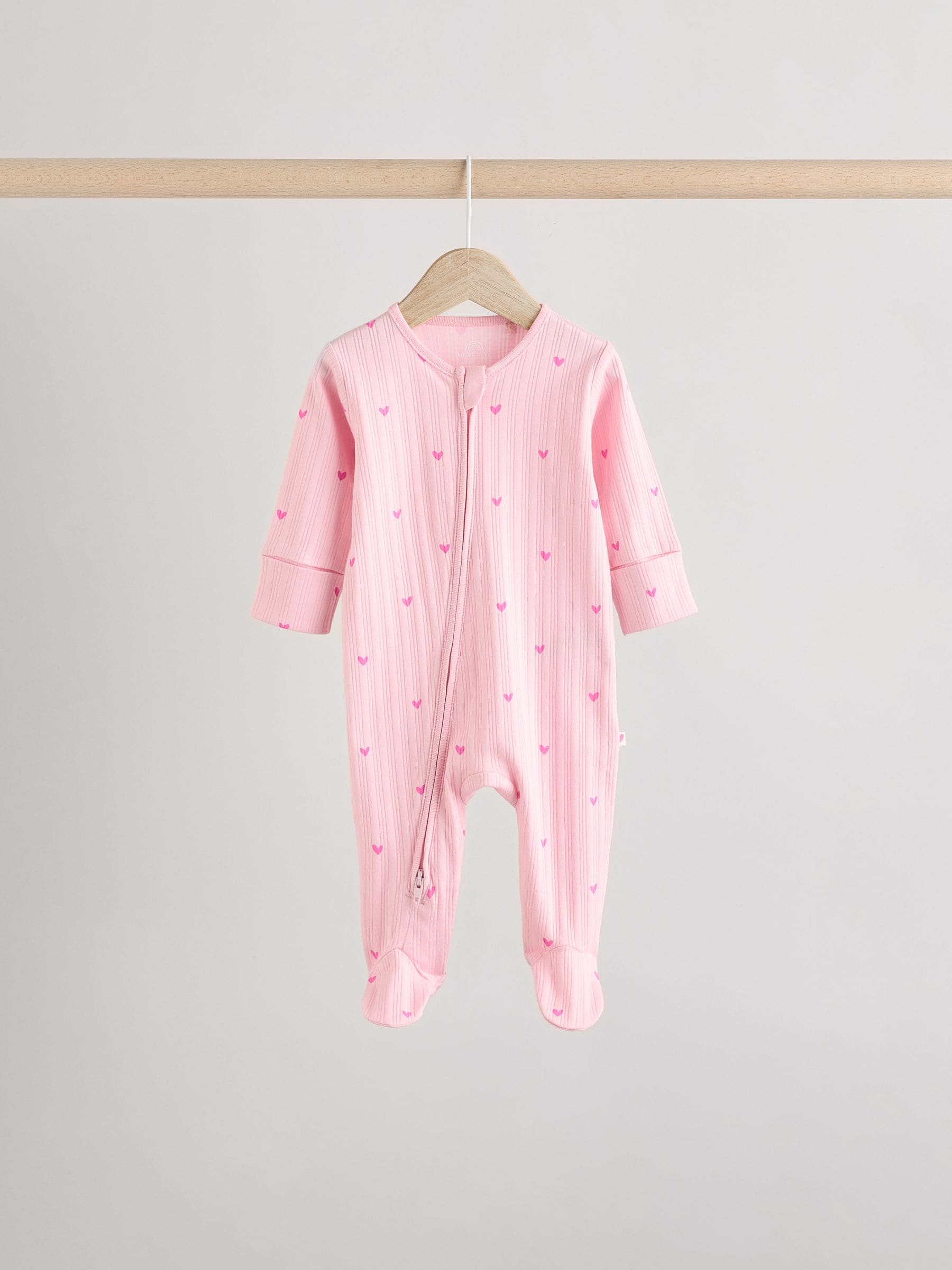 Roze - 3 Pack Baby-pyjama's met tweewegrits (0mnd -2jr)