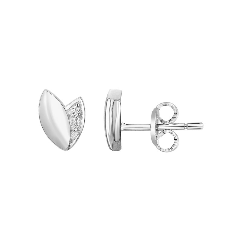 Boucles d'oreilles puces en Argent avec oxyde de zirconium blanc