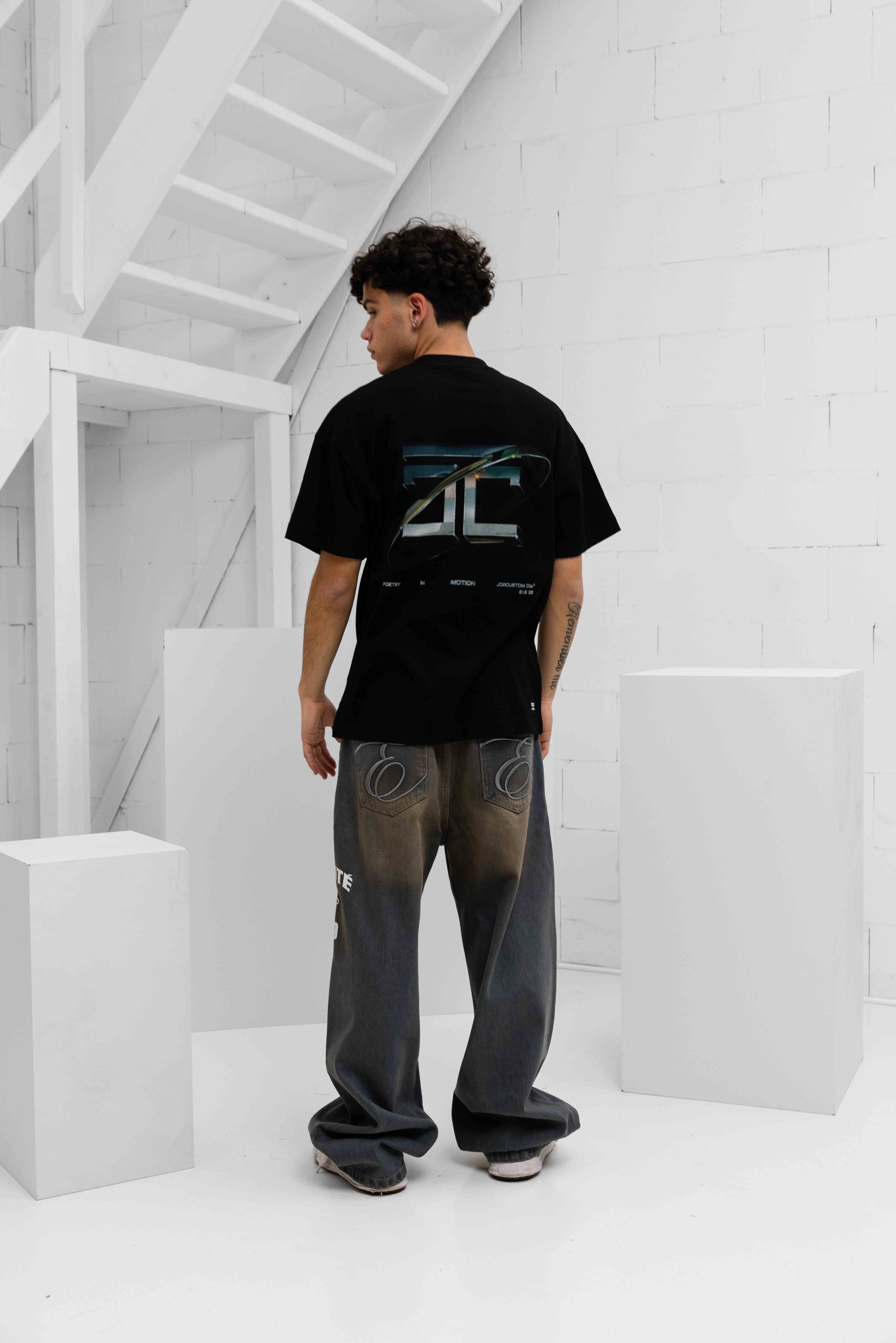 Jorcustom Poetry ln Motion Loose Fit T-Shirt Heren Zwart