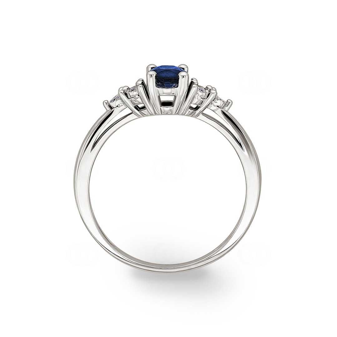 Damenring 750/18 K Weissgold mit Saphir 0.56ct. und Diamanten 0.04ct.