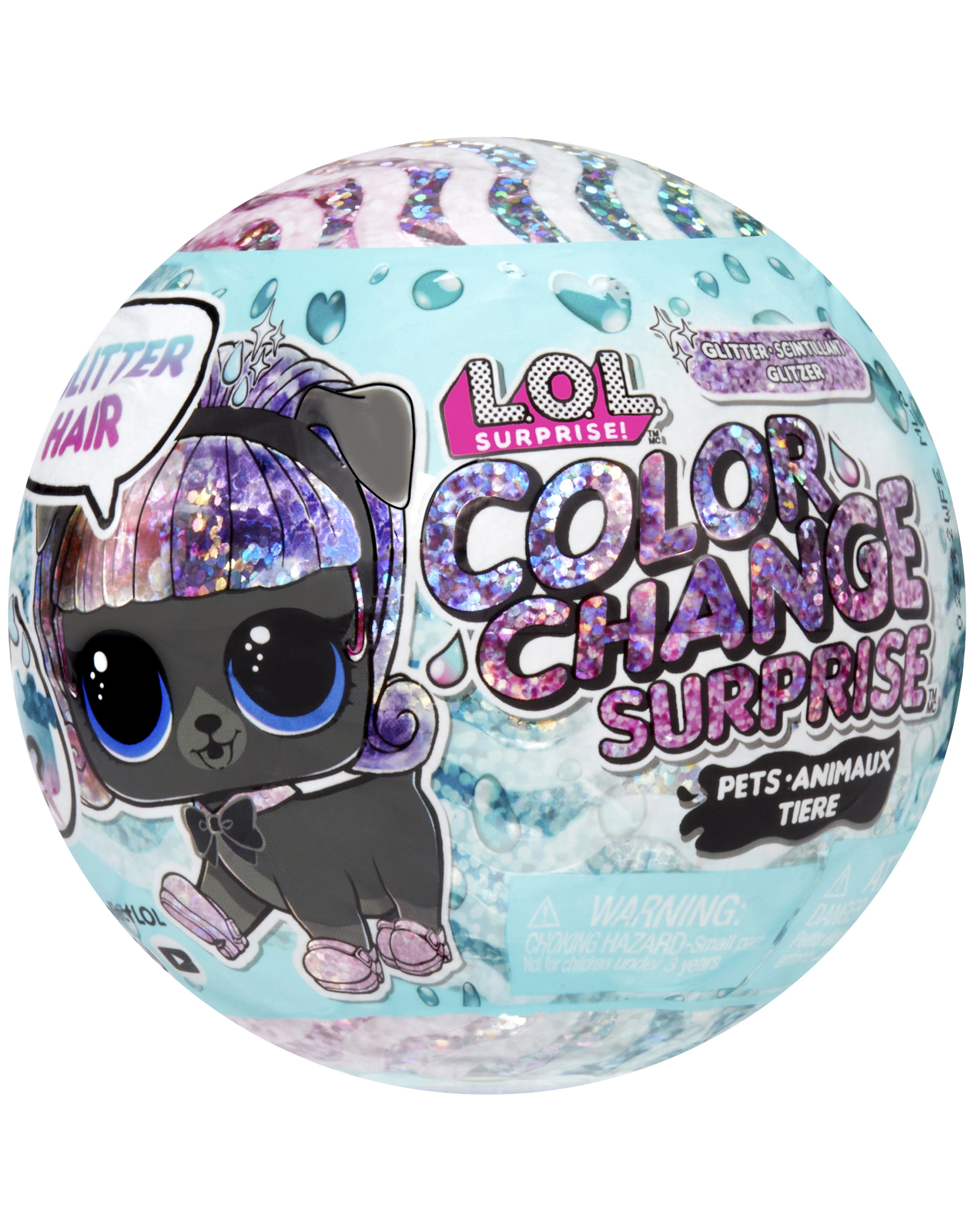 Spieltier PET GLITTER (9 cm) mit Farbwechsel