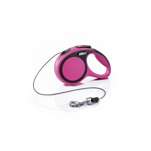 Modelo Flexi com alça extensível, cor rosa.