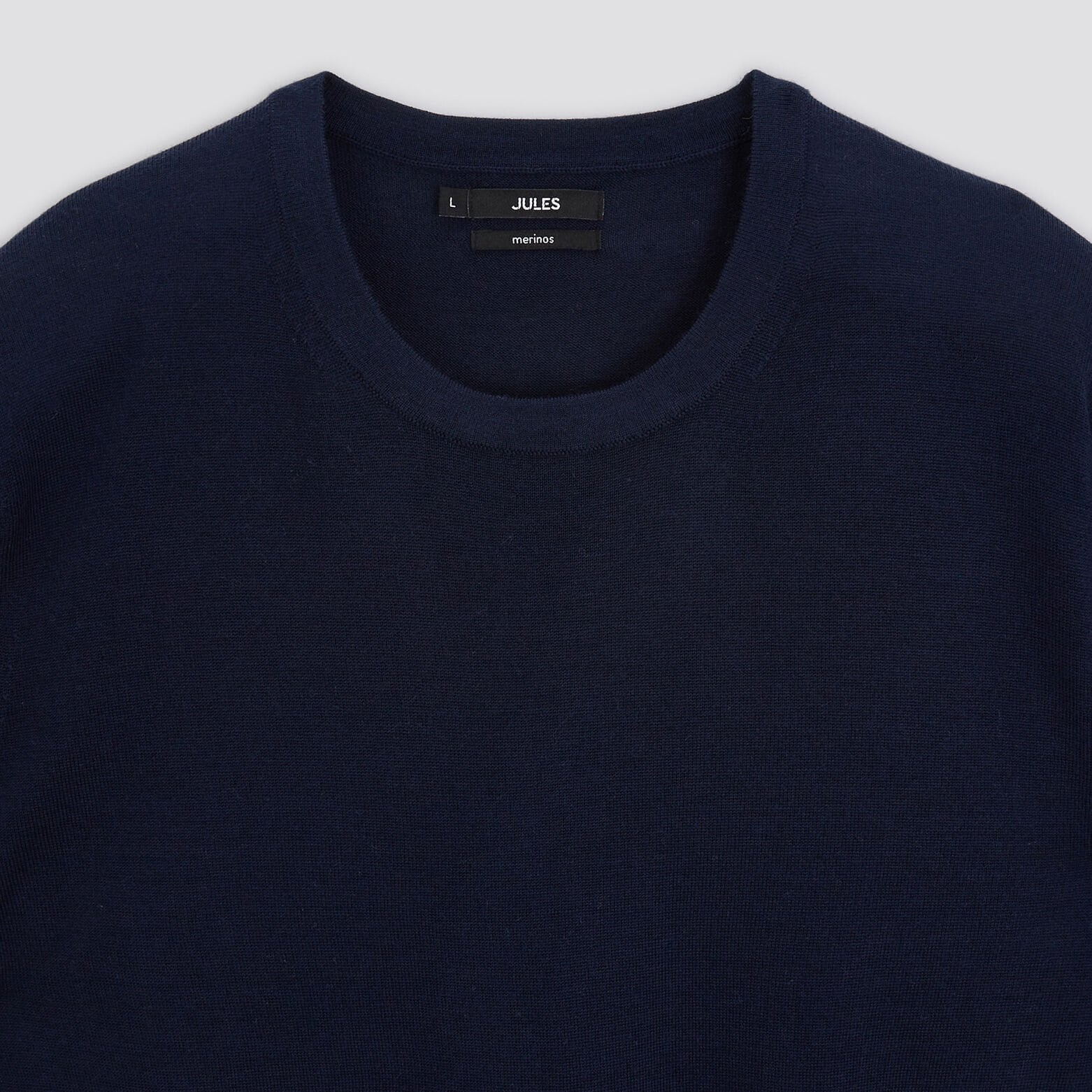 Pull col rond en laine mérinos Bleu moyen