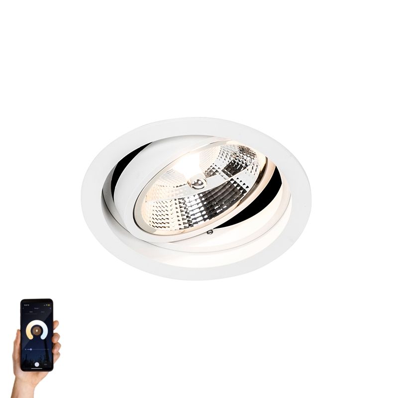 Smart ronde inbouwspot wit verstelbaar incl. Wifi GU10 111m - Chuck 111