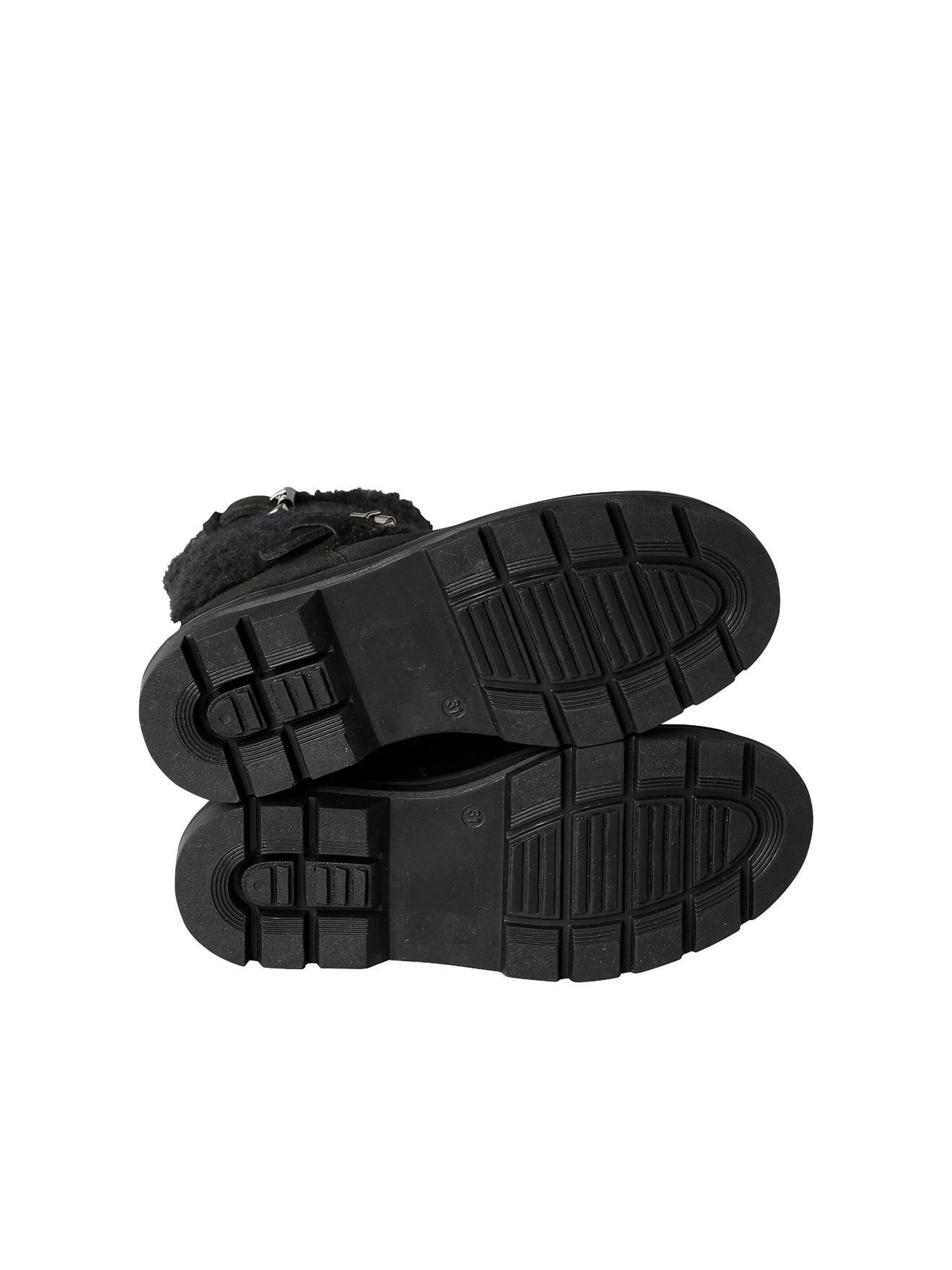 Vertbaudet Mädchen Leder-Boots mit Riemen schwarz