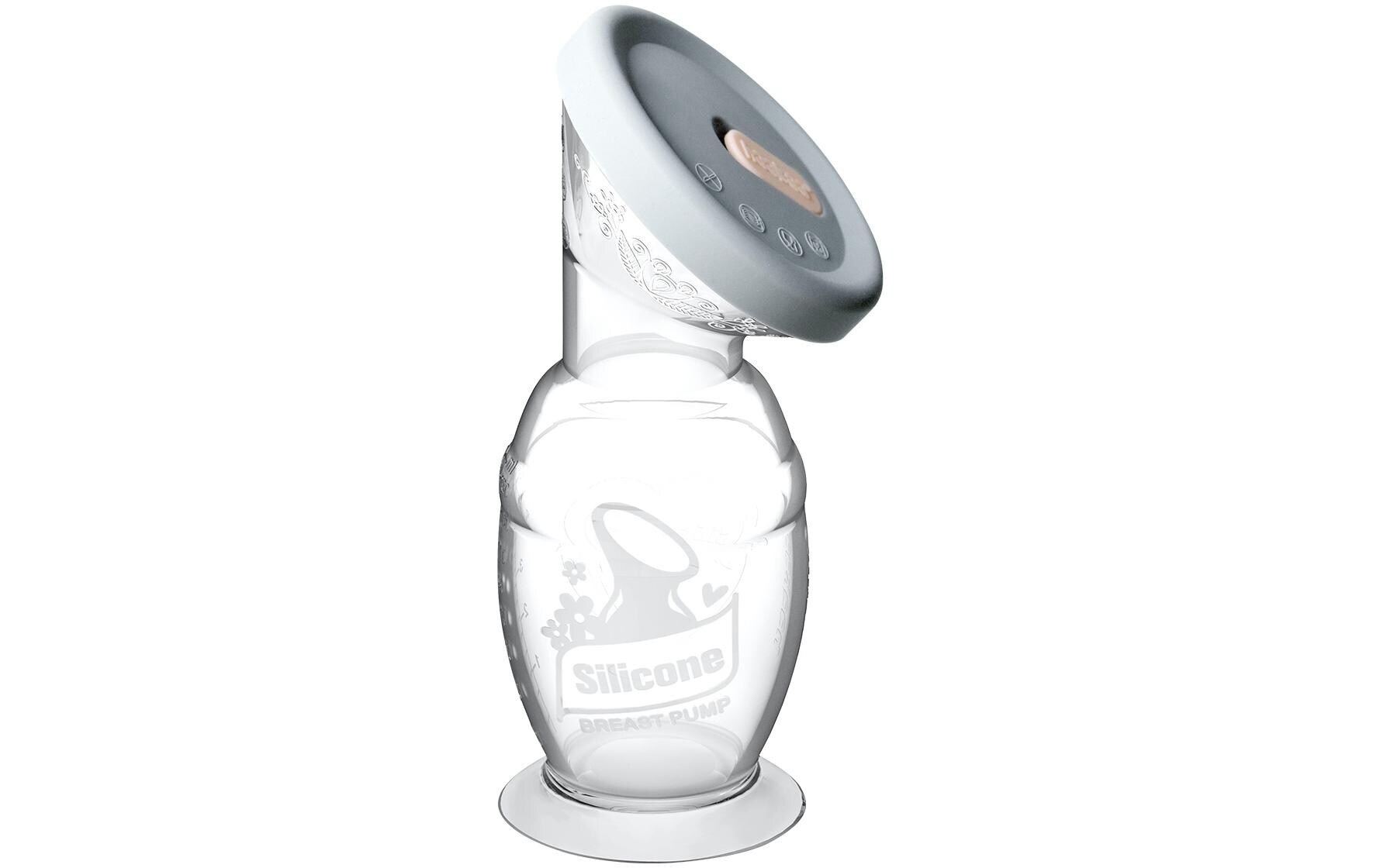 Milchpumpe mit Saugfuss 150 ml + Silikondeckel ManuellTransparente Silikon-Milchpumpe mit Deckel