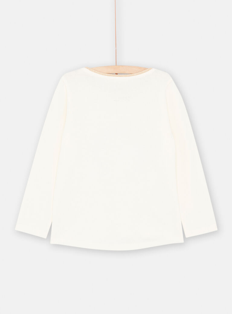 T-shirt écru à imprimé licorne pour fille