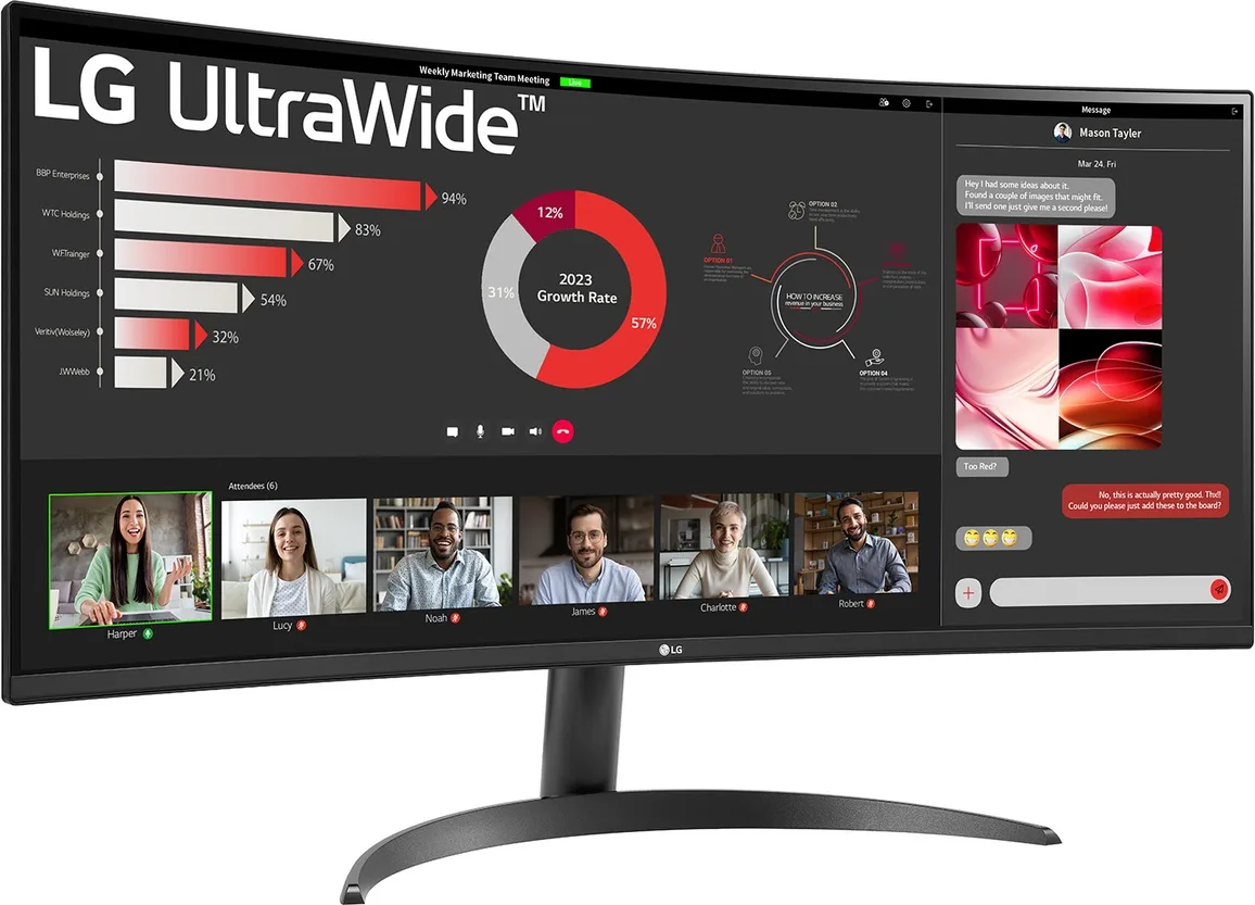LG UltraWide 34WR50QK-B Écrans de bureau et professionnels