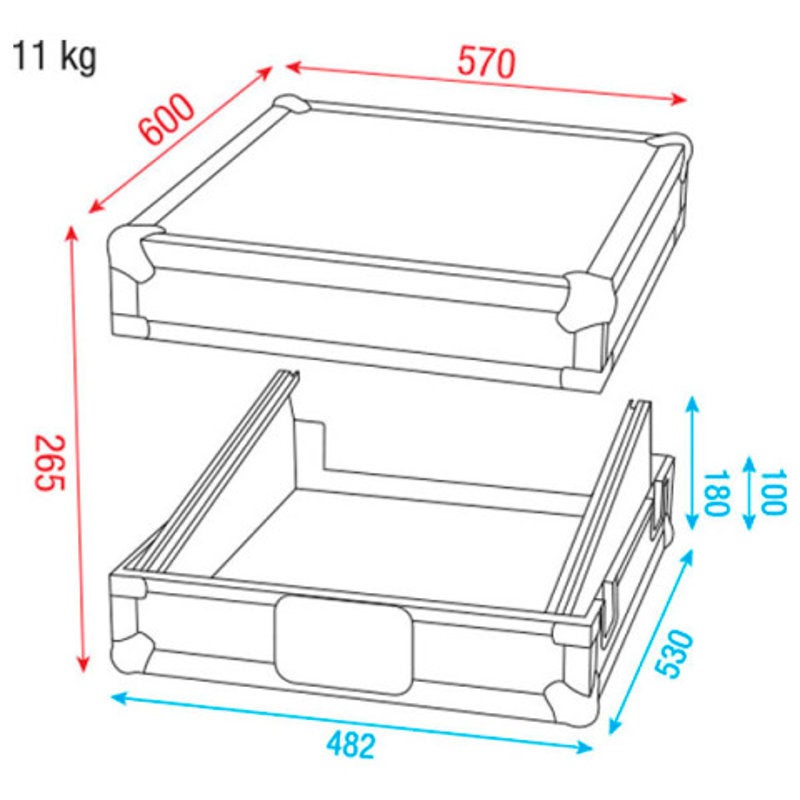 DAP ACA-MIX1 flightcase voor 19 inch DJ-gear 12U