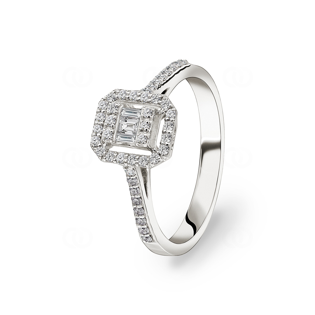 Verlobungsring 750/18 K Weissgold mit Diamanten 0.36 ct H/si