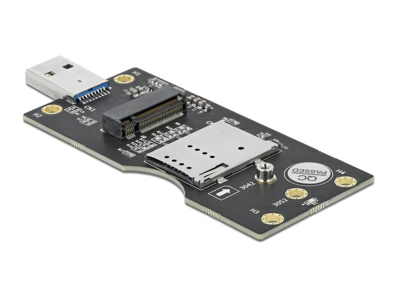 Delock Externes Gehäuse USB 3.0 zu M.2 mit SIM Slot Delock USB 3.0 Konverter Typ-A Stecker zu M.2 Key B mit SIM Slot