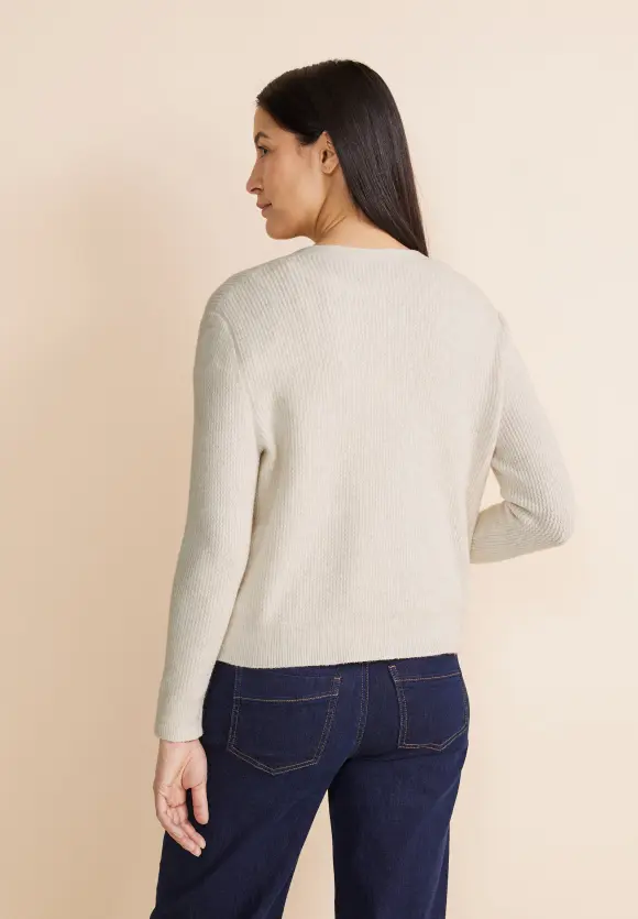 V-Ausschnitt Cardigan - cream white melange