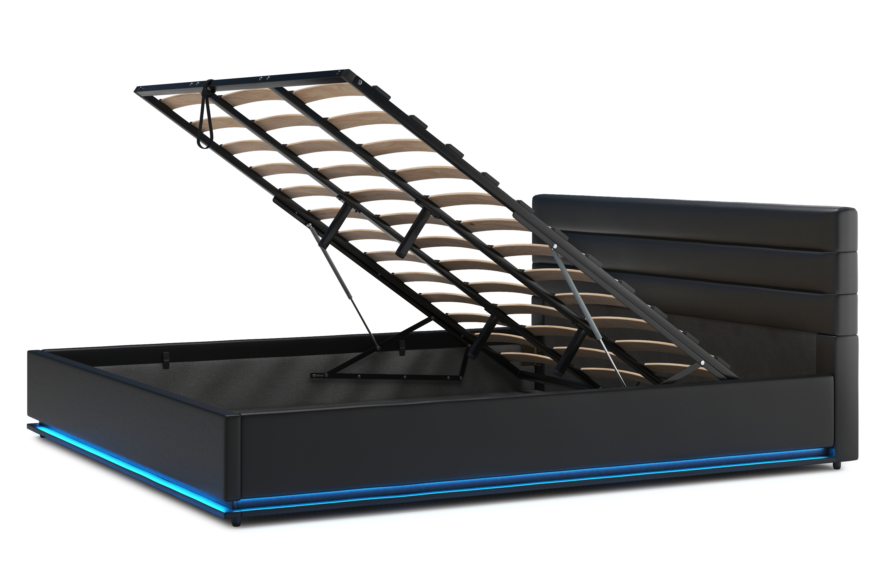 Lederbett LED STARDUST 180 x 200 cm schwarz