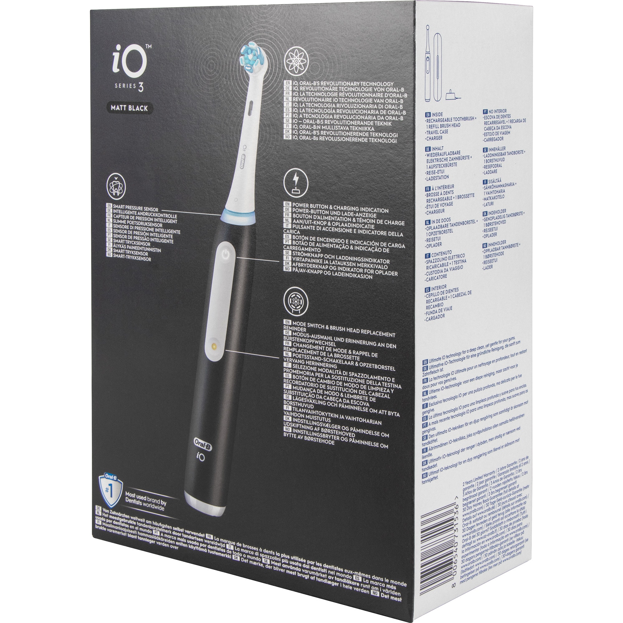 Braun Elektrische Zahnbürste Oral-B iO Series 3 Matt Black mit Reiseetuie