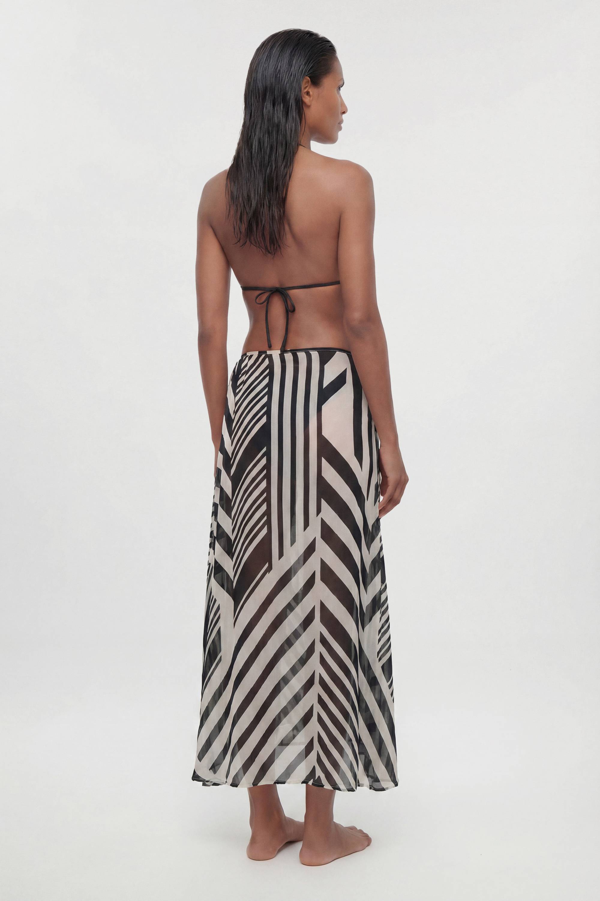 KarenMillen Jupe De Plage En Georgette De Viscose À Rayures Monochromes