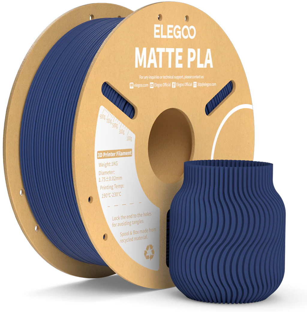 Elegoo  PLA Matte Navy Blue, 1,75 mm / 1000 g    PLA mit mattem Finish in Navy Blue