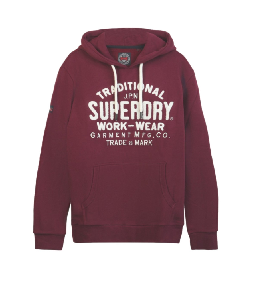 Moletom Superdry Athletic com estampa Script, nas cores bordô e lilás.