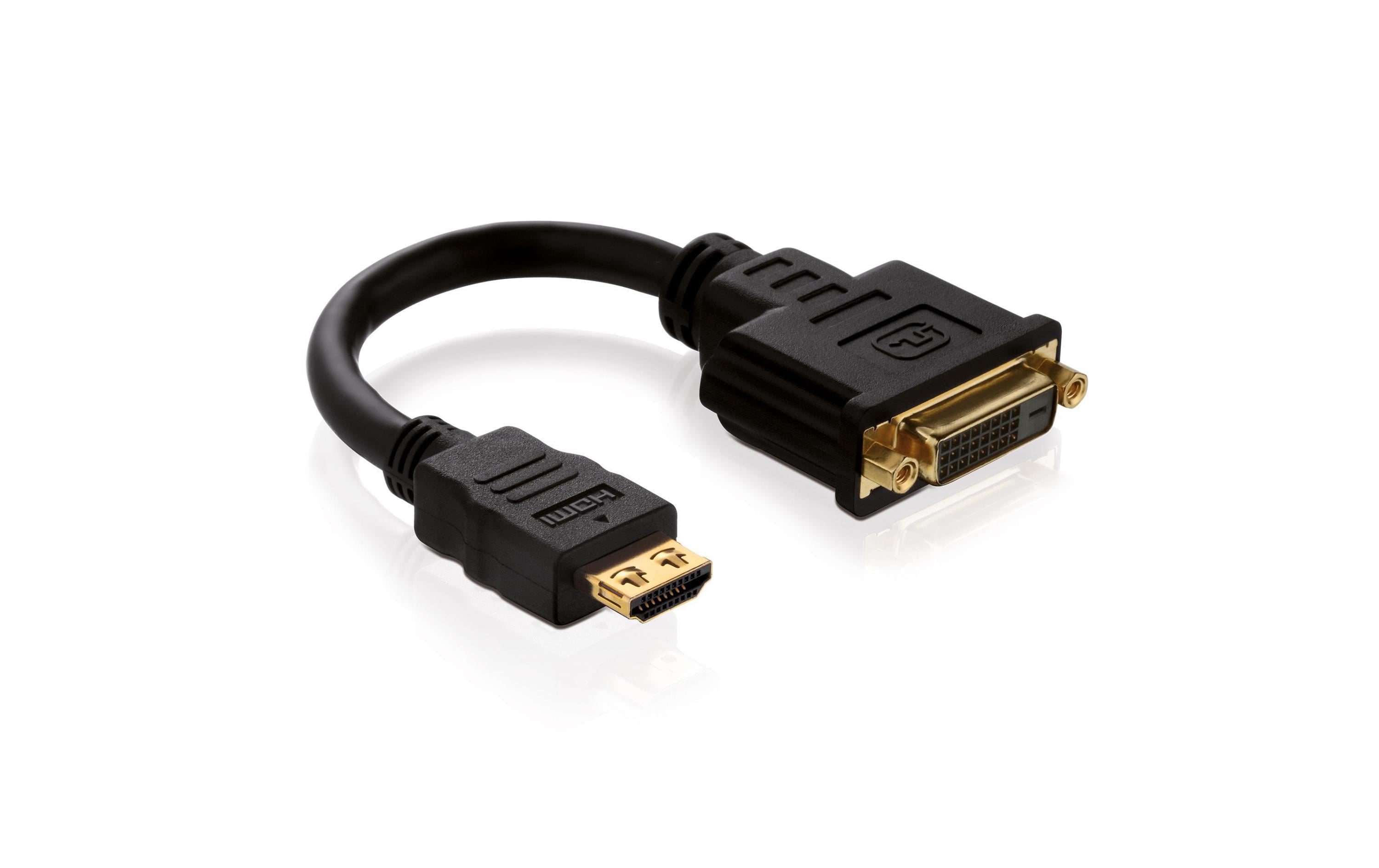 Adapter HDMI - DVI-DHDMI A Stecker auf DVI-D Buchse (24+1), 0,1 Meter Portsaver, schwarz