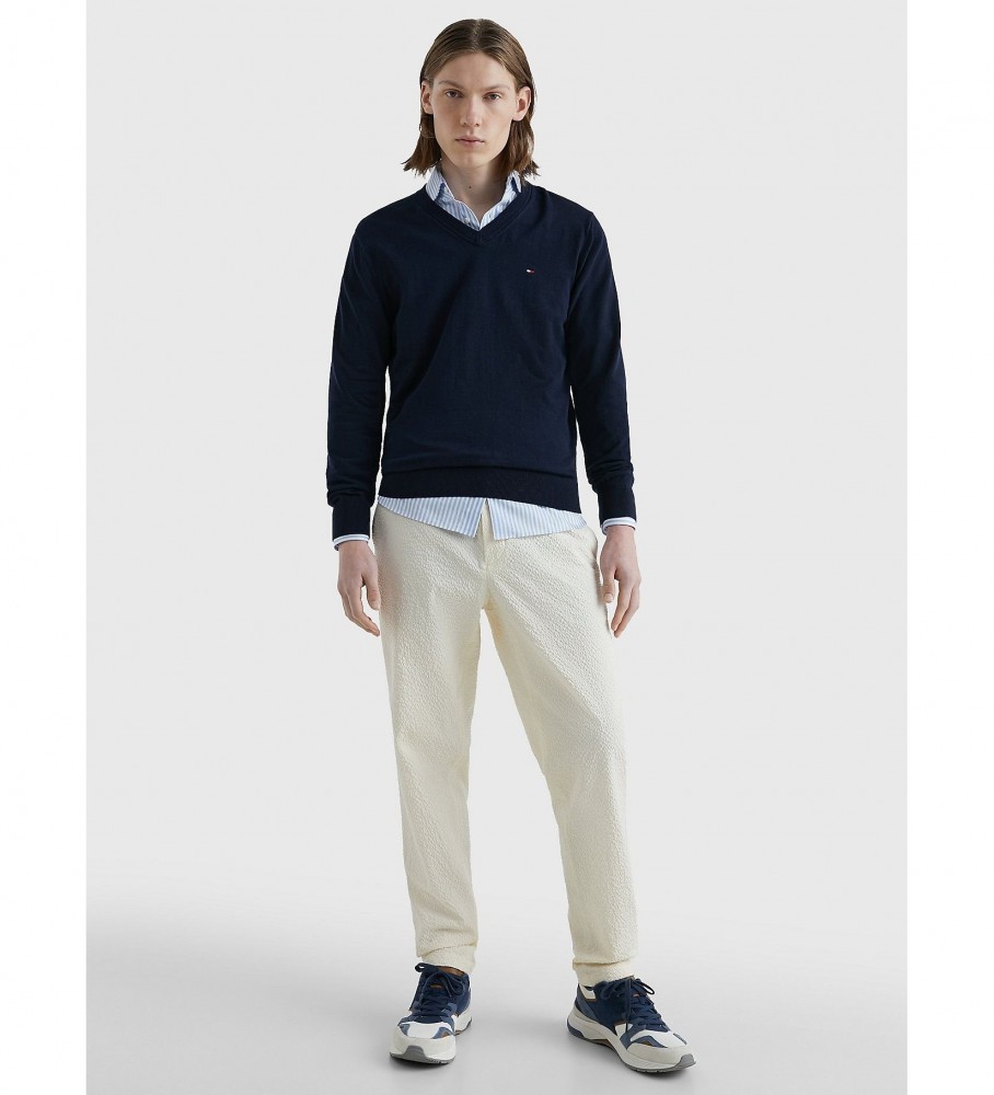 Camisa Tommy Hilfiger da Coleção 1985 em algodão orgânico azul-marinho