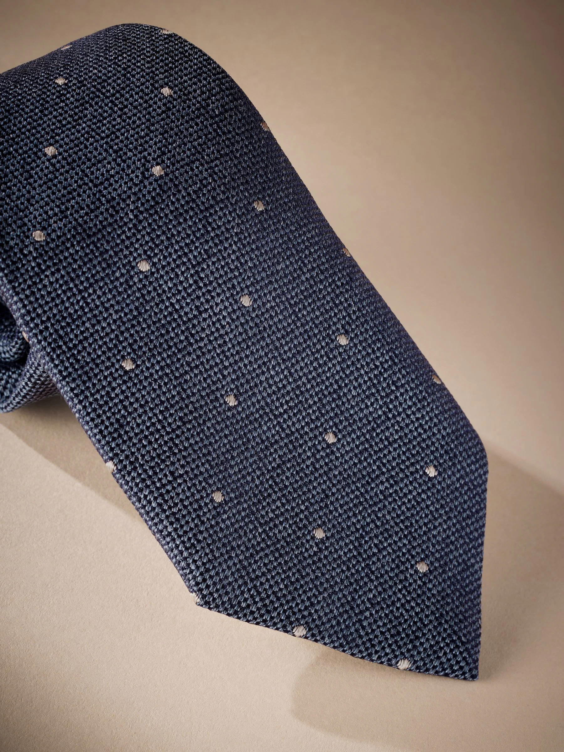 Steel Blue/Neutral Brown - Signature Made In Italy Polka Dot Tie