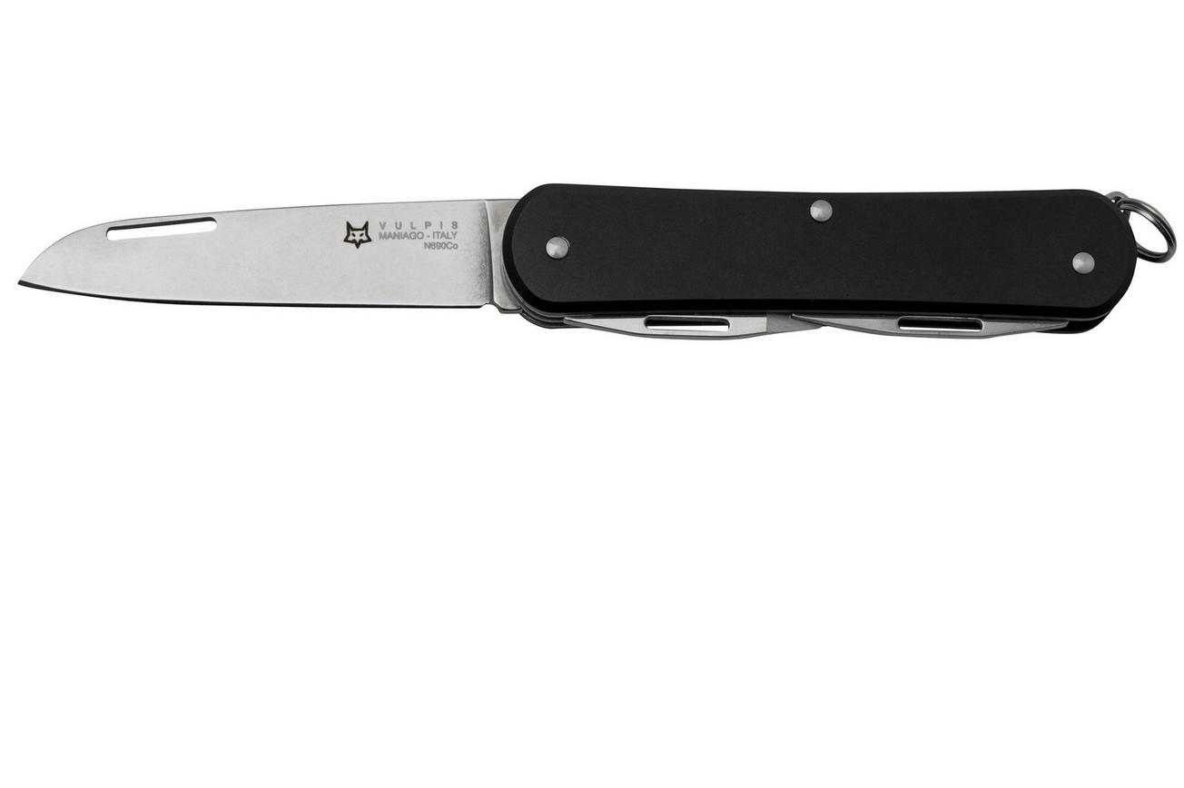 FOX Vulpis 3-Tools FX-VP130-3BK, N690Co, Aluminium Black, Zwitsers zakmes
