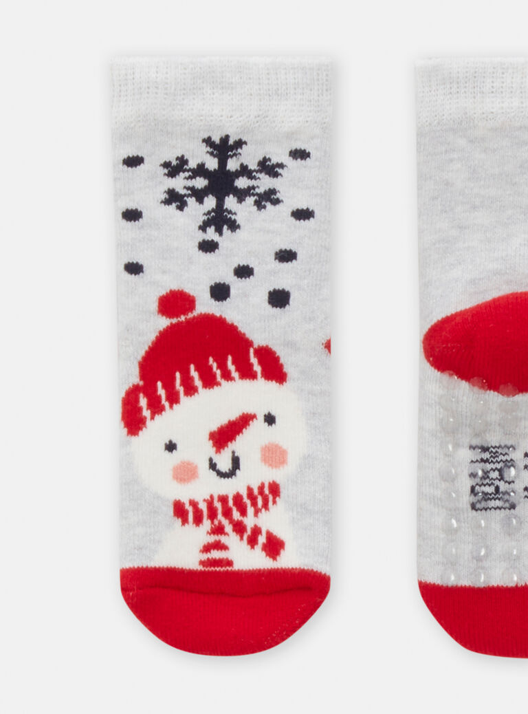 Chaussettes gris chiné noël pour bébé garçon