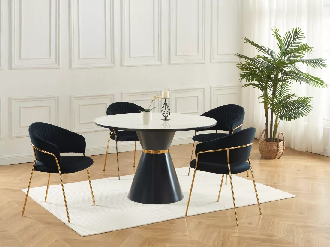 Lot de 2 chaises en velours et métal doré - Noir - MADOLIA de Pascal MORABITO