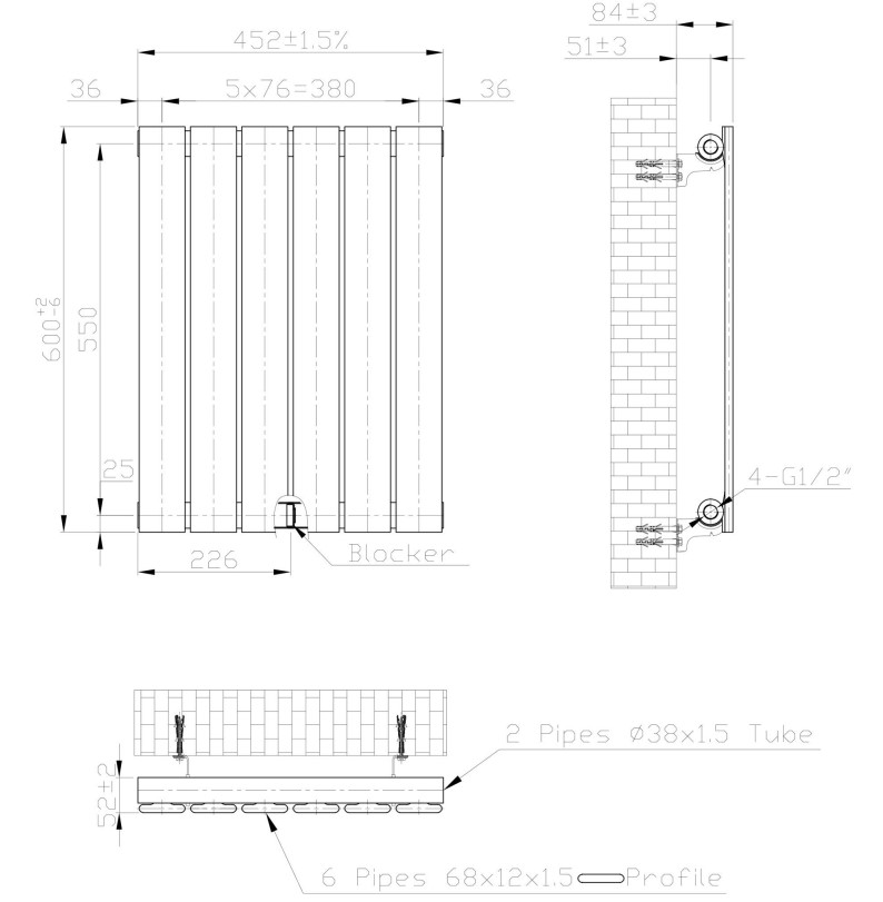 Eastbrook Warrington paneelradiator type 10 45x60cm 397W antraciet